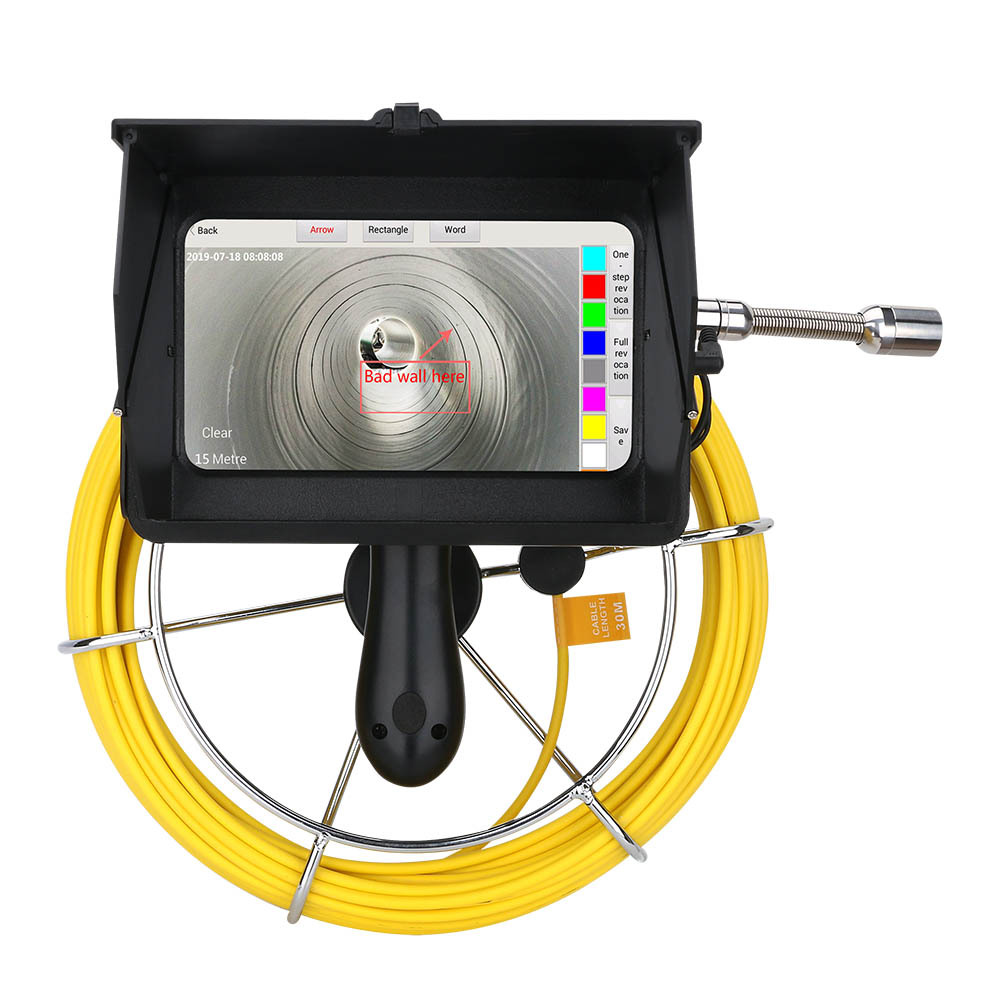 7寸手持工业管道内窥镜23mm录像计米可视检修管道1080p内窥镜厂家