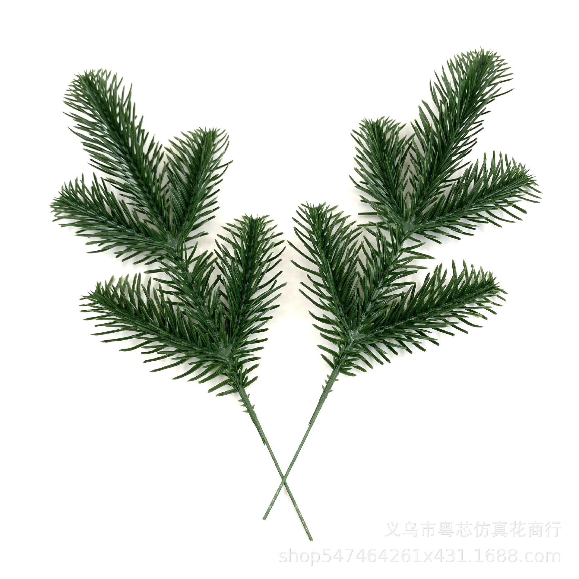 厂家批发仿真植物26厘米五叉带铁丝单面松针圣诞树装饰工艺品配件