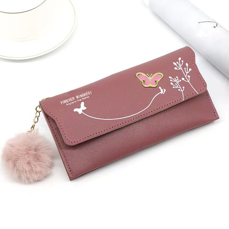 New Cross-Border Women's Long Wallet Bow Solid Color Sweet Clutch Card Holder Coin Purse Women's Long Wallet