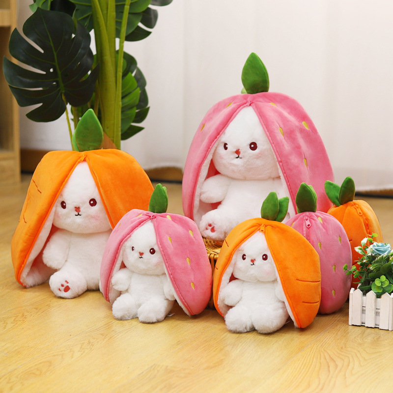 rabbit small sized fruit transformation pillow rabbit strawberry carrot doll doll prize claw doll children‘s new toy doll