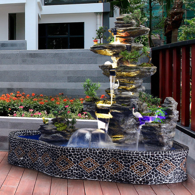 大型假山流水喷泉鱼缸摆件户外别墅花园庭院装饰鱼池景观造景招财