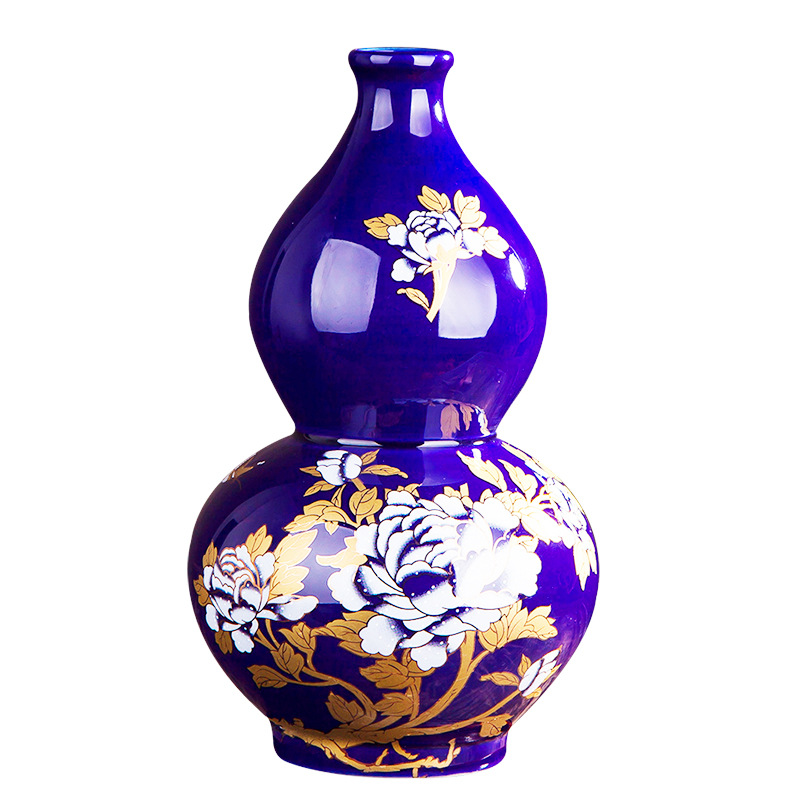 Cloisonne Ceramic Vase High-Grade Peony Rich Gourd Home Vase Decoration Fu Lu Crafts Wholesale