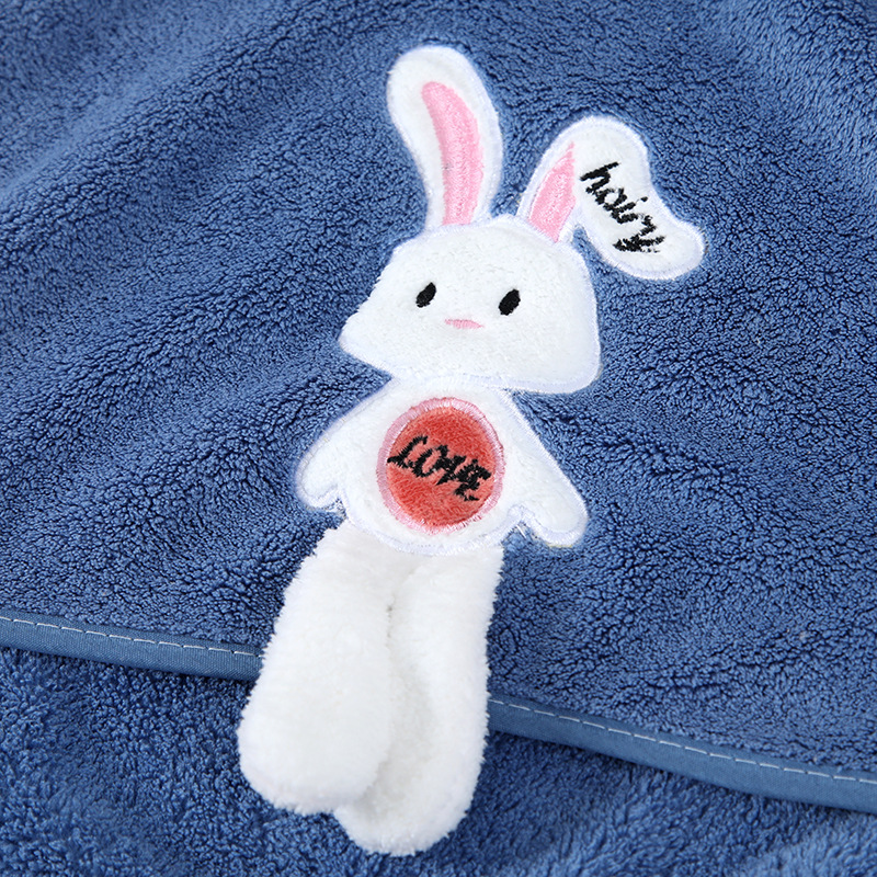 Coral Velvet Rabbit Hair Drying Towel Cute Cartoon Towel Water-Absorbing Quick-Drying Face Towel Extra Thick No Hair Shedding Household Face Towel