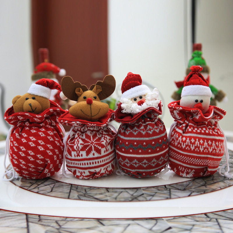 2017新款圣诞针织苹果袋 圣诞平安夜苹果袋 圣诞节场景装饰用品
