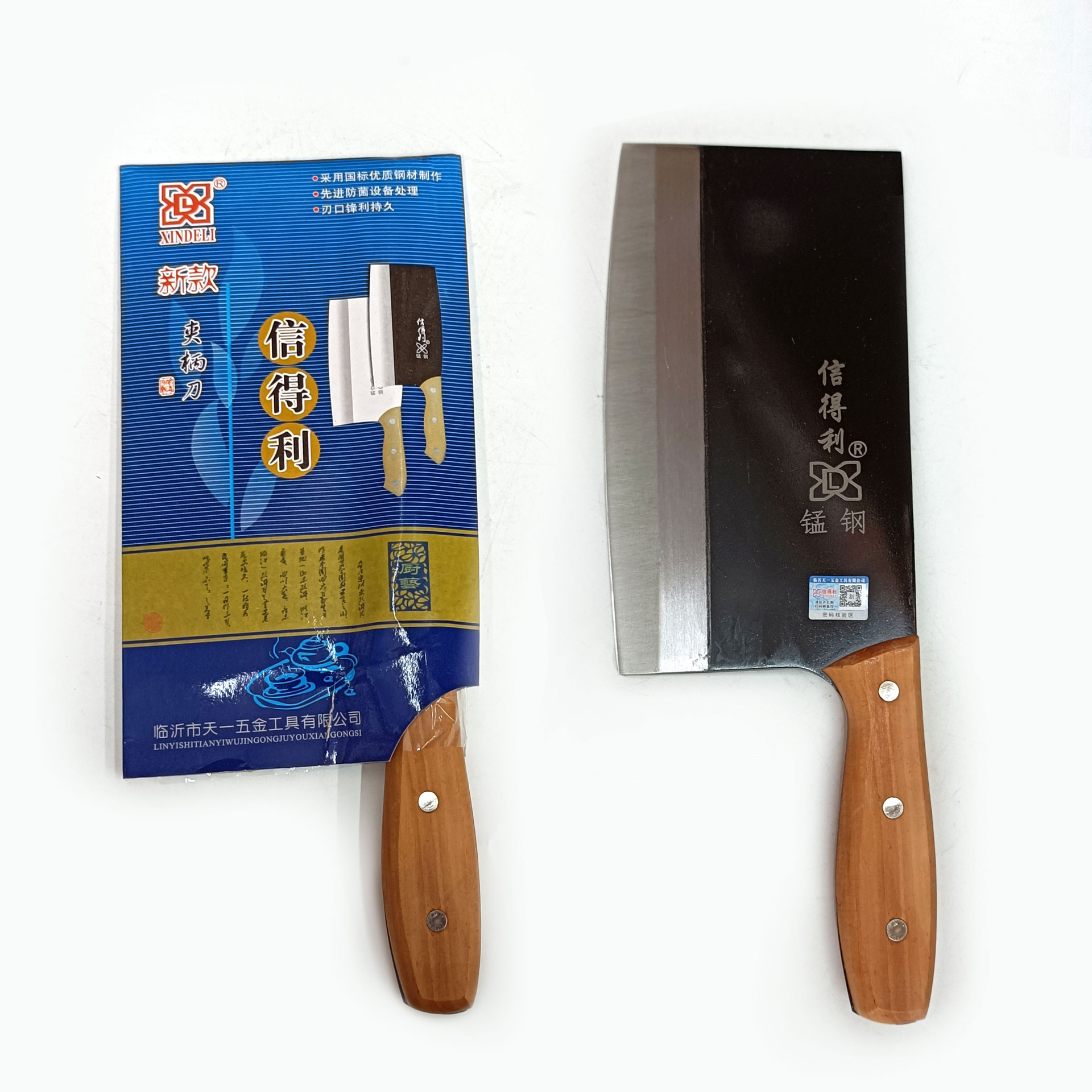 信得利锰钢厨师刀夹柄菜刀手工锻打钢商用切片刀厨房烹饪刀具菜刀