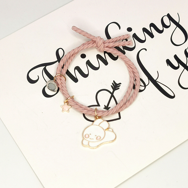 小皮筋送男朋友带手腕情侣发绳磁性相吸一对爱心可爱头绳女扎头