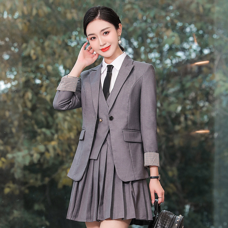 春秋季日系学院风西装制服女班服初中高中大学生幼师毕业校服套装