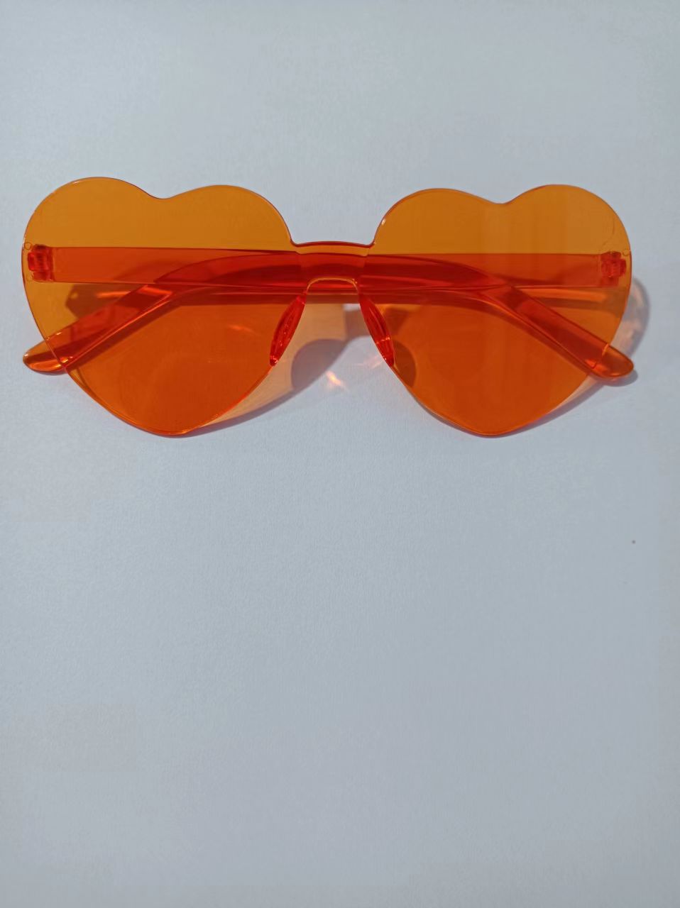 Peach Heart Sunglasses Love Sunglasses Jelly Color Frameless Heart-Shaped One-Piece Glasses Dazzling Color Glasses