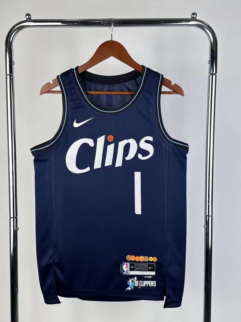 24赛季 快船队 城市版1号 哈登0号威少2号伦纳德13号乔治nba球衣