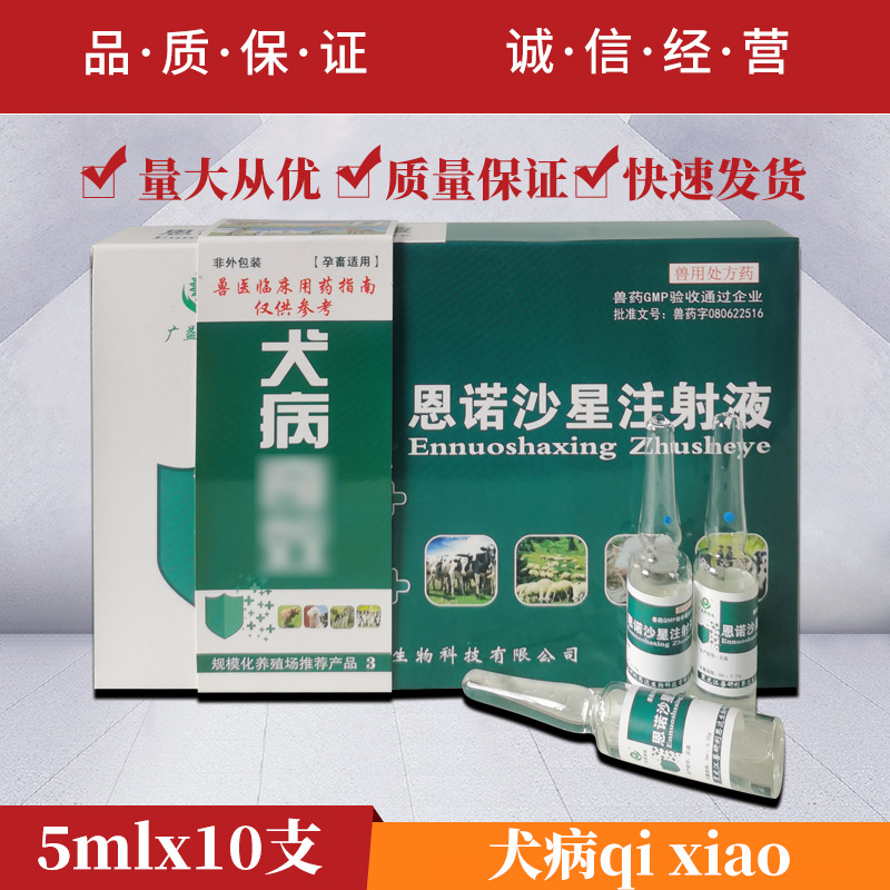 兽药犬病奇效药兽用恩诺沙星注射液家畜犬用肠炎痢疾呕吐厌食挑食