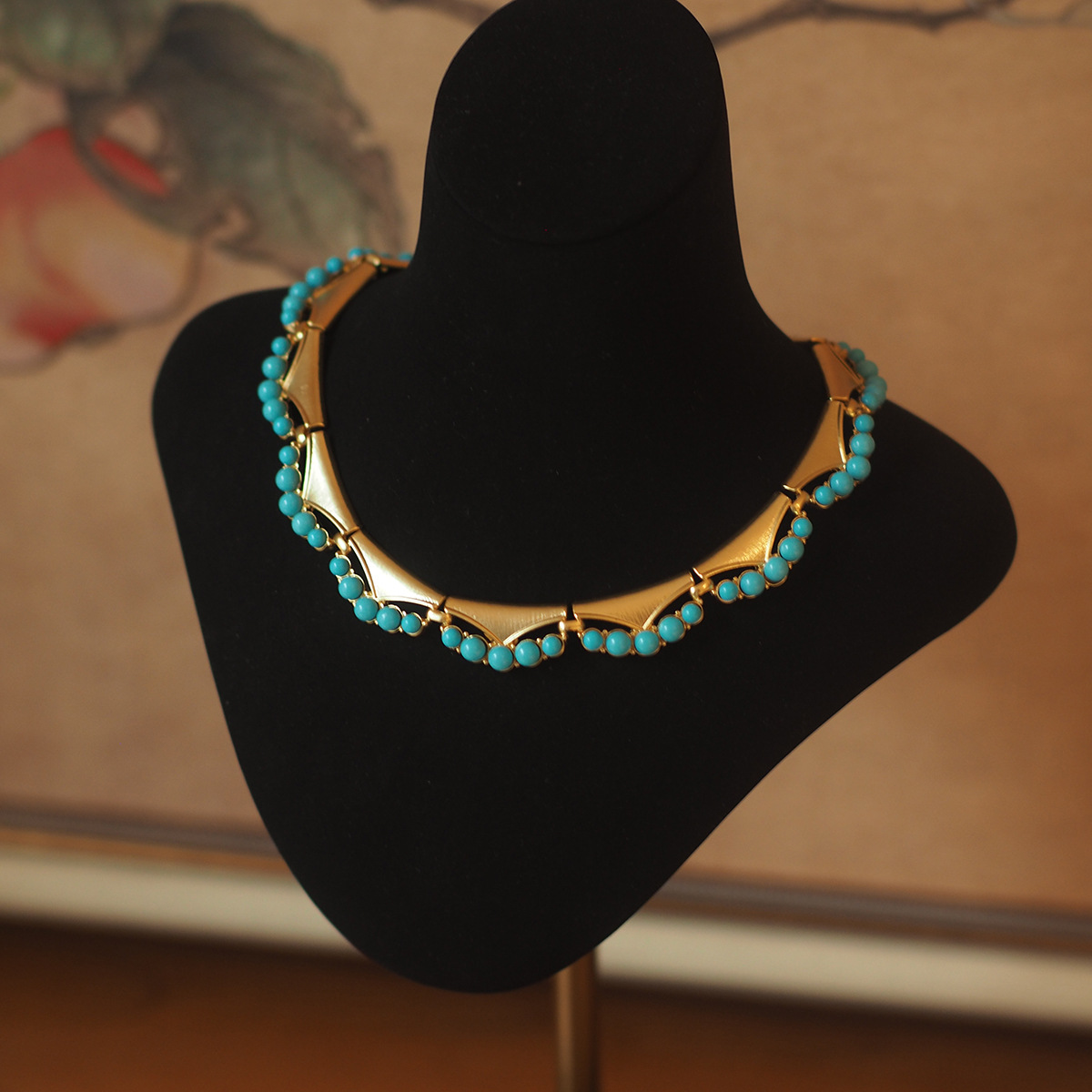 时尚宫廷绿松石莫奈monet礼服轻奢trifari翠法丽中古vintage项链