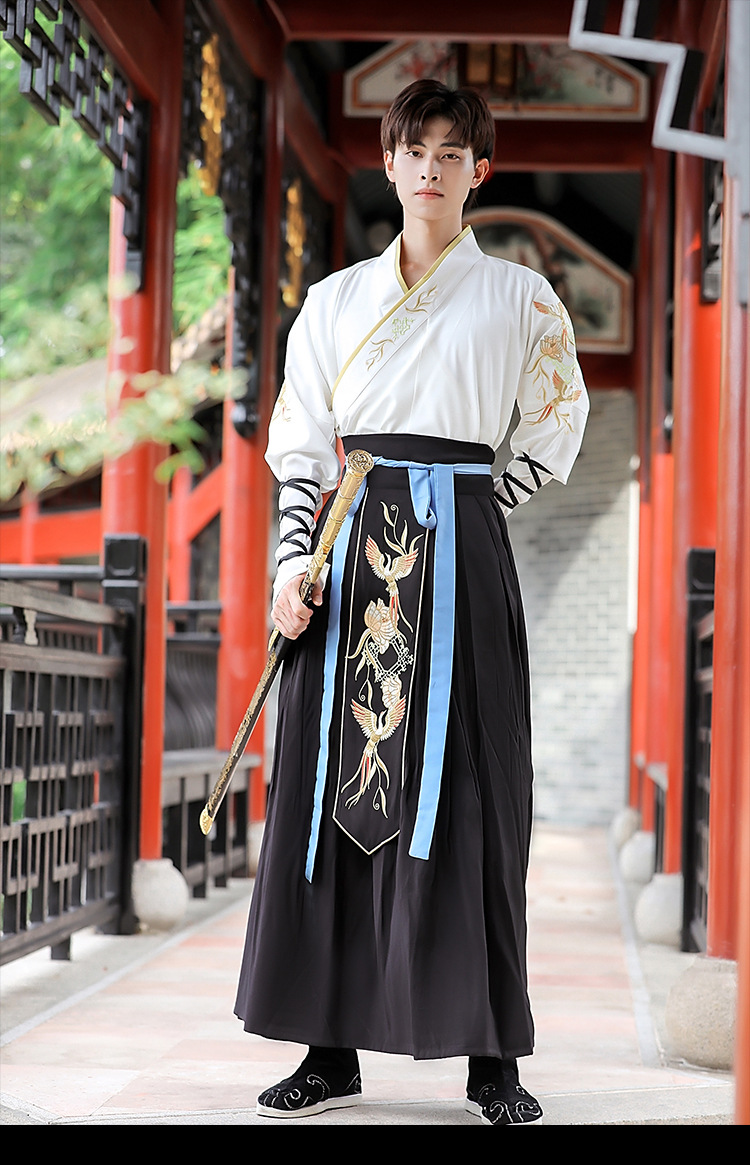 原创武侠风汉服男士大码古装公子侠客书生帅气飘逸中国风学生班服