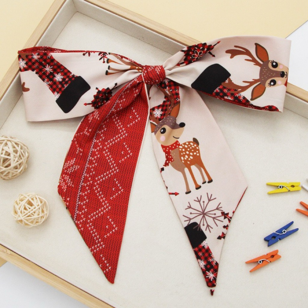 Christmas Scarf Hair Band New Year Online Influencer Head String Ribbon Hand Gift Ribbon Tie Bag Long Scarf Headdress Belt