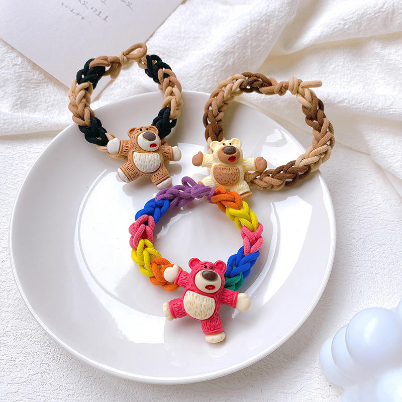草莓熊小皮筋送男朋友专属diy手工自制头绳可爱彩色发圈情侣手链