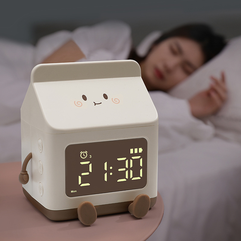 New Creative Milk Carton Wake up Alarm Clock Children Cartoon Electronic Clock Student Only Timer Alarm Clock Wholesale
