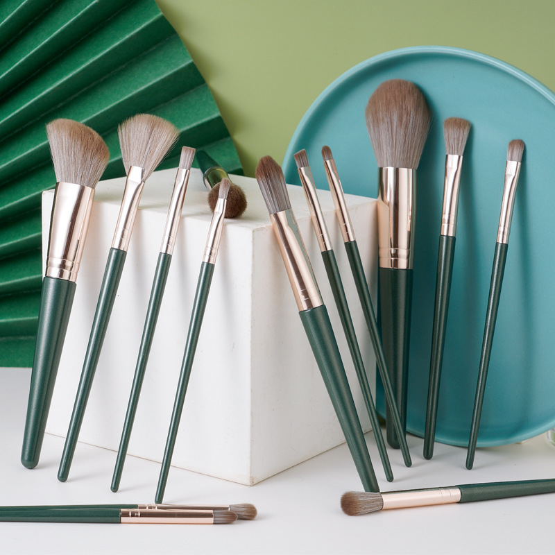 Huayang 14 Green Cloud Makeup Brushes Suit Cangzhou Super Soft Powder Brush Powder Foundation Brush Blush Brush Beauty Tools