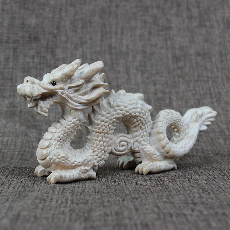 桃木青龙摆件立体木质龙生肖属龙雕刻龙摆件手工雕刻家居工艺品