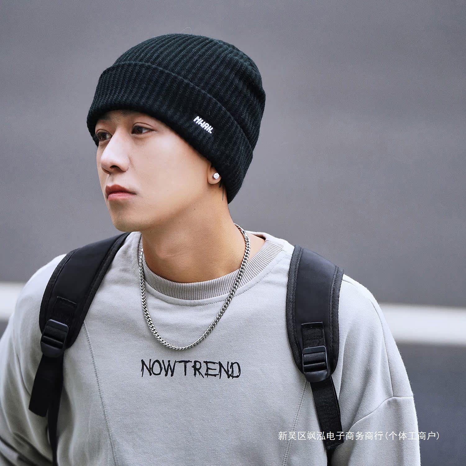 fine state针织帽男冬季2023新款护耳保暖大头围冷帽毛线帽男潮牌