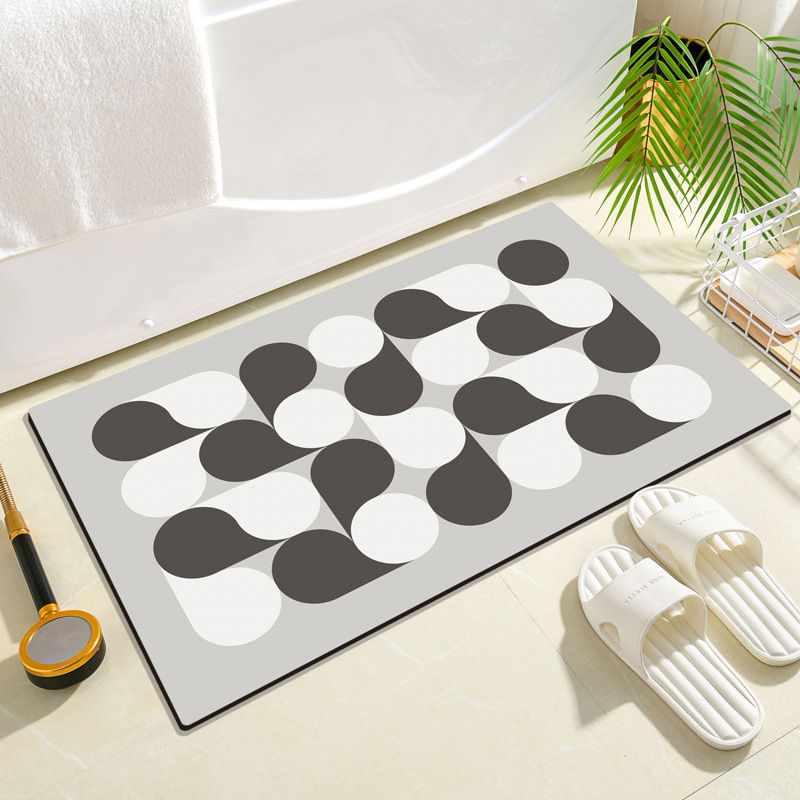 Chessboard Door Mat Toilet Door Non-Slip Foot Mats Bathroom Diatom Mud Absorbent Pad Entrance Mats