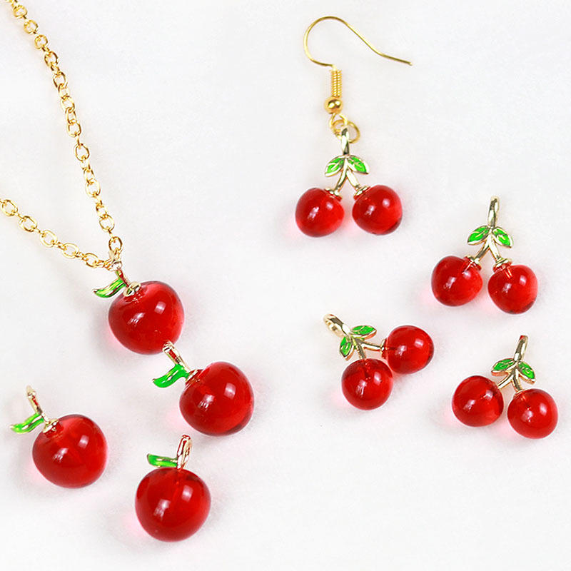 樱桃琉璃珠子散珠琉璃珠手机链钥匙扣挂件手工配件diy材料批发