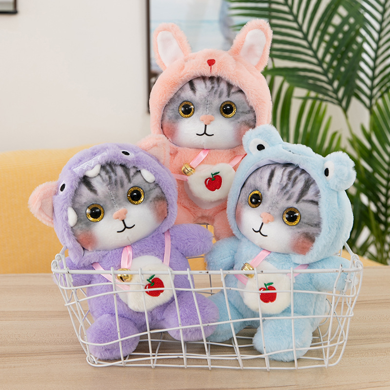 Animal Transfiguration Cat Plush Toy Doll Backpack Bag Rabbit Fur Doll Cartoon Animal Long Fur Children's Gift