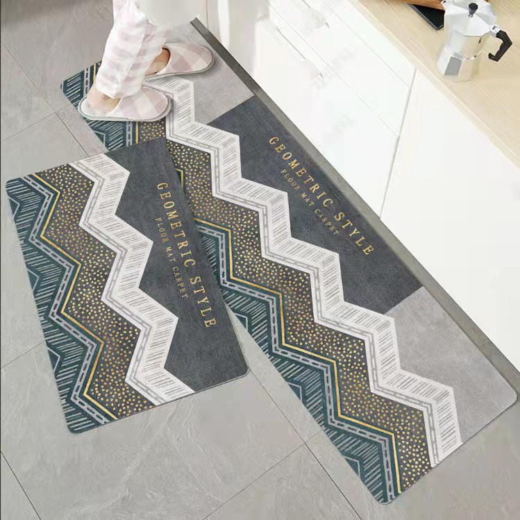 Kitchen Floor Mat Cartoon Non-Slip Carpet Stain-Resistant Absorbent Oil-Absorbing Floor Mat Large Area Printing Washable Home Ground Mat