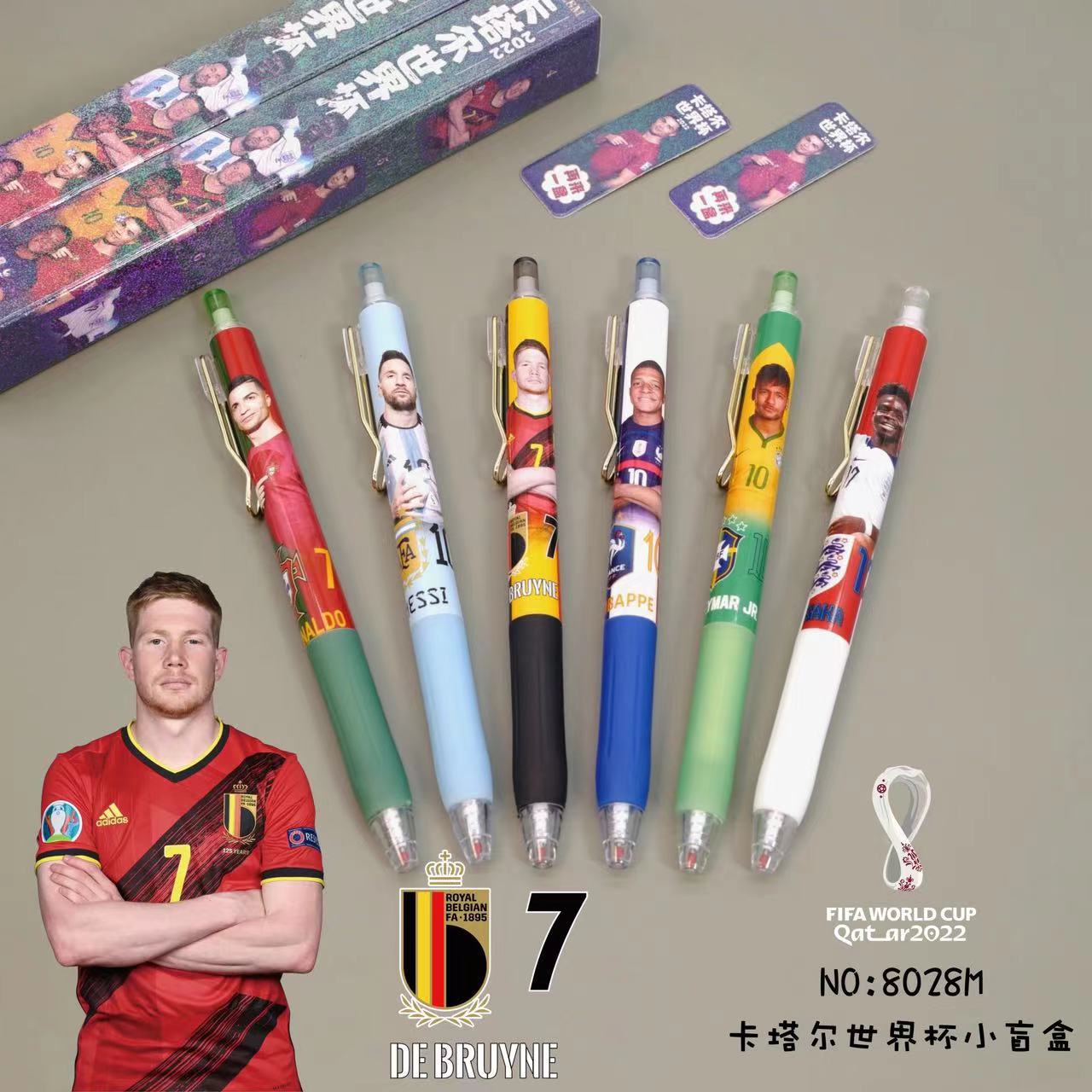 8028 Qatar Football World Cup Small Blind Box Gel Pen C Luo Massey 0.5mm Black Press Water-Based Paint Pen