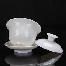 德化白瓷功夫茶具套装家用羊脂玉瓷泡茶盖碗茶壶茶杯陶瓷礼盒logo