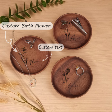 1件个性化花名戒指托盘,结婚戒指夹,雕刻木饰品托盘,伴娘求婚