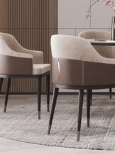 欧式轻奢餐椅现代简约舒适原木靠背椅子小户型咖啡厅样板间洽谈椅