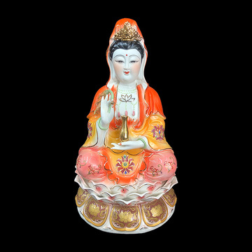 坐莲观音菩萨佛像观音像陶瓷摆件供奉家用观世音菩萨观音娘娘菩萨