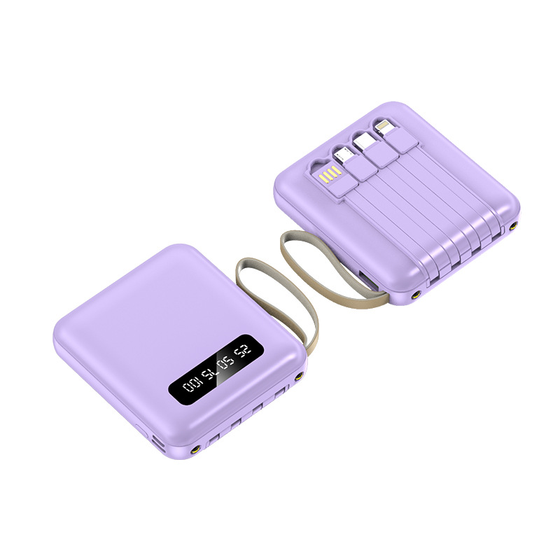 Wholesale Mini Gift Self-Wired 20000 MA Power Bank Large Capacity Fast Charging Mobile Power Supply Printed Logo