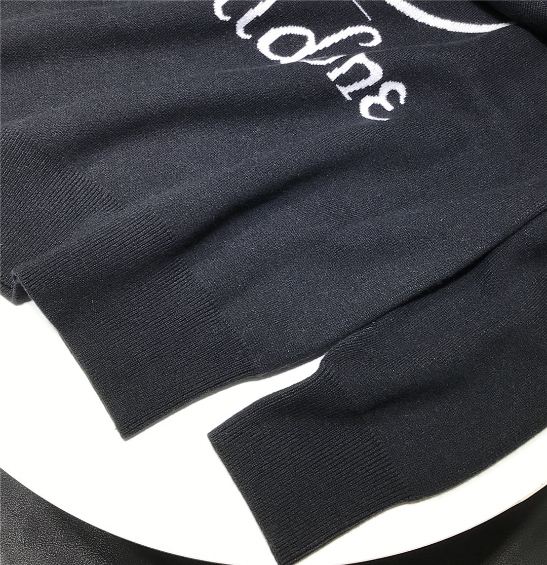 wd潮牌字母提花logo圆领套头针织衫男女韩版宽松休闲长袖毛衣秋冬