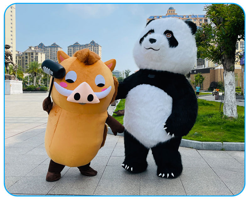 充气大熊猫卡通人偶服装人穿行走玩偶服北极熊野猪道具充气服现货