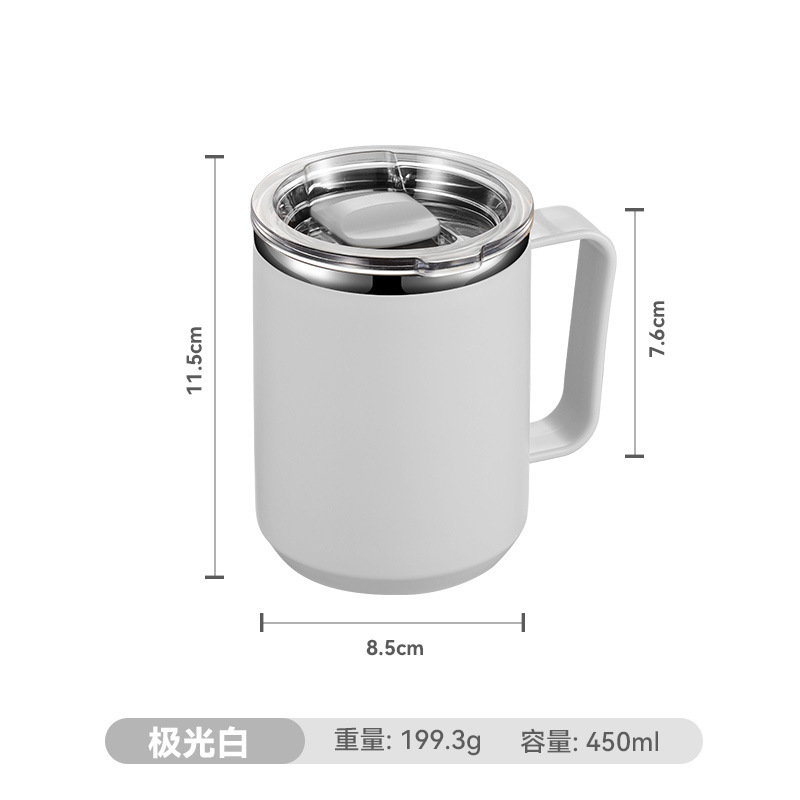 Mug Ins Style Simple Office Water Glass with Lid Handle Cup Stainless Steel Tea Cup Coffee Cup Cross-Border