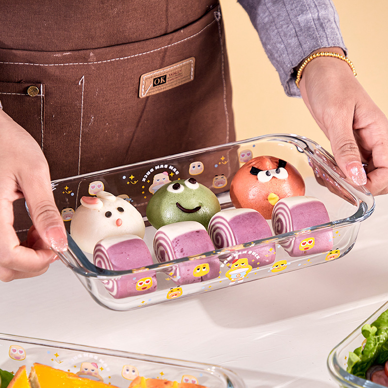 Steamed Duck Glass Bakeware Heatproof Baking Baking Pan Oven Microwave Oven Special Utensils Household Steamed Fish Plate