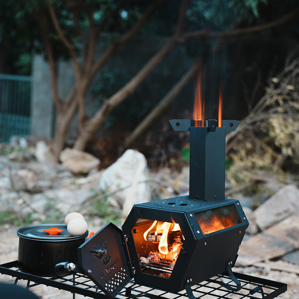 比格之火工厂直销户外露营柴火炉便携式野炊火箭炉围炉煮茶焰立方
