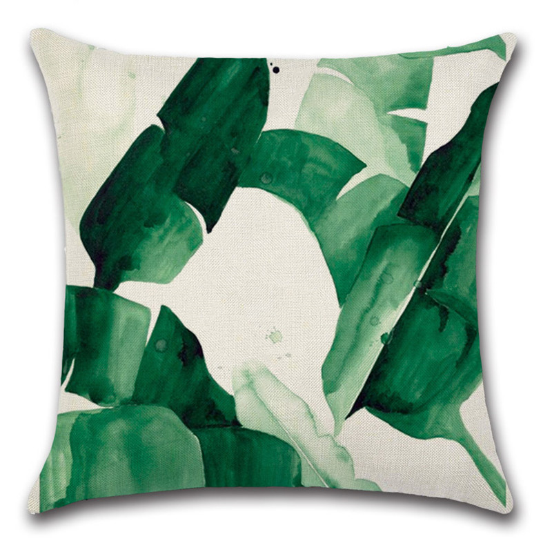 Amazon Tropical Plant Flower Decoration Pillow Cover Home Sofa Pillowcase Japanese Banana Leaf Cushion Car Cushion