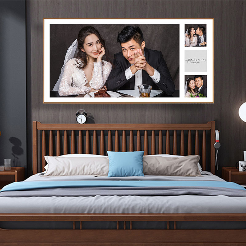 婚纱照相框挂墙放大铝合金大尺寸制作卧室结婚照相片组合套装