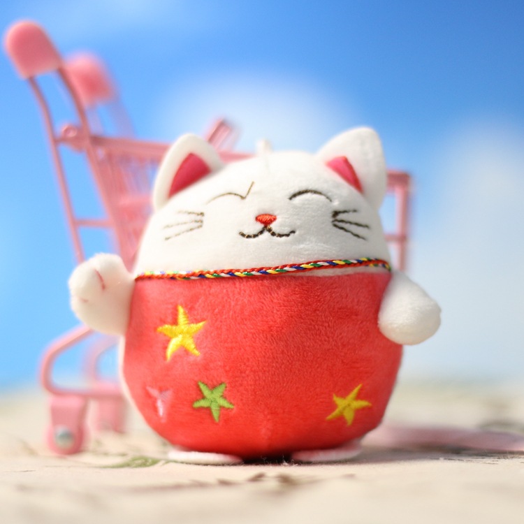 可爱招财猫毛绒玩具公仔小号猫咪挂件布娃娃玩偶钥匙扣爪机小娃娃