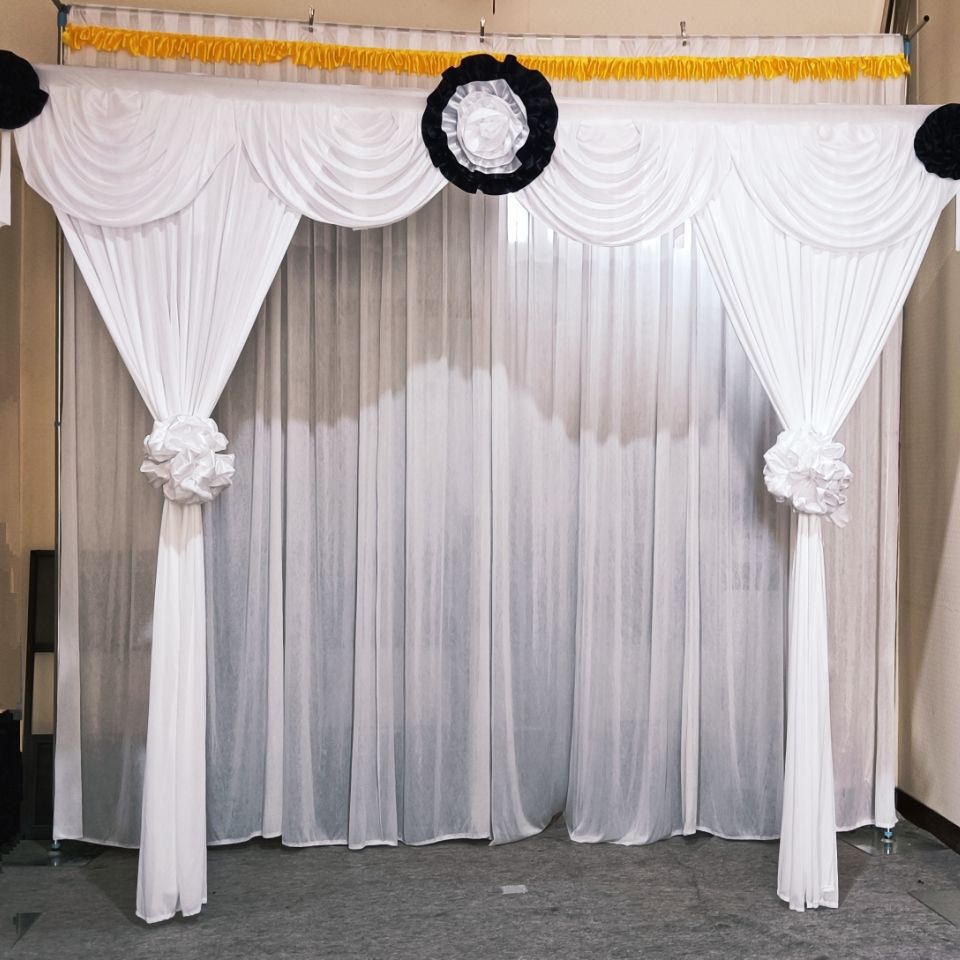 白事灵堂布置纱幔丧事葬礼幕布灵棚孝堂背景装饰黑白布幔