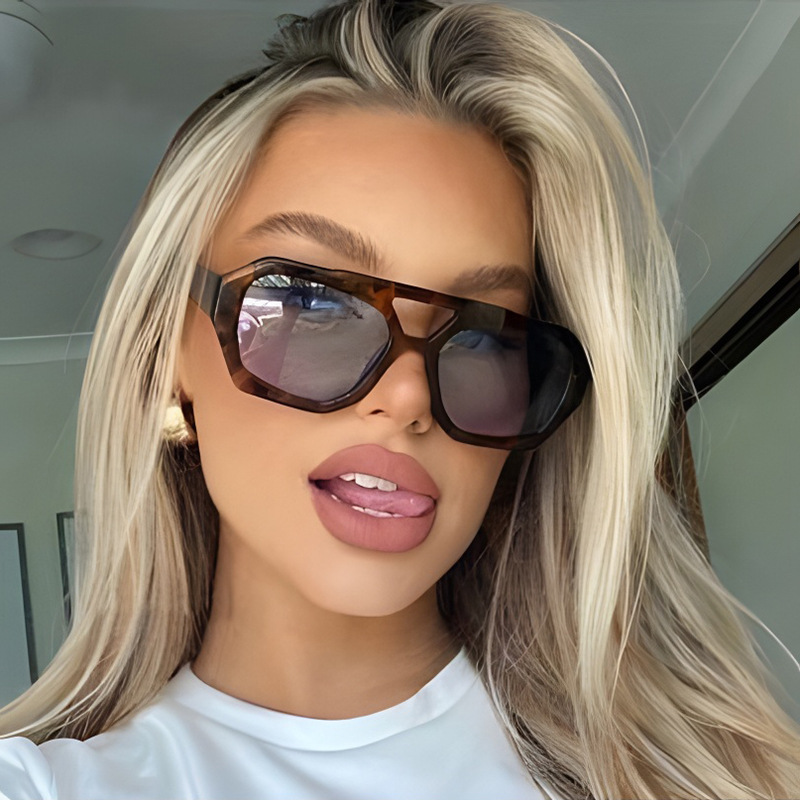 Cross-Border European and American Double Beam Irregular Sunglasses 2023 New Retro Stylish Sunglasses Internet Celebrity Fashion Sunglasses