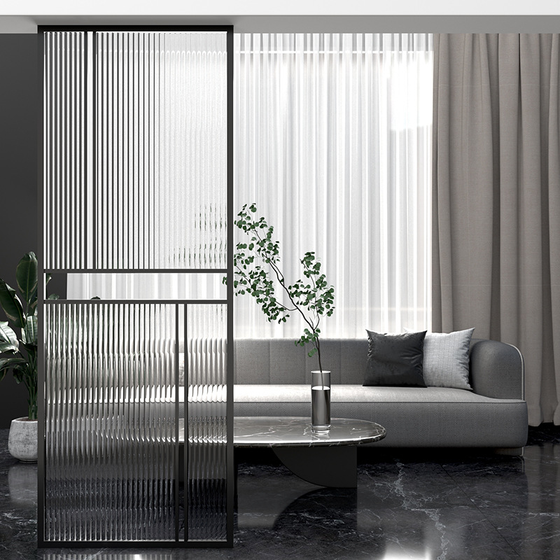 现代简约长虹玻璃隔断屏风入户玄关客厅卧室北欧简约客厅金属遮挡