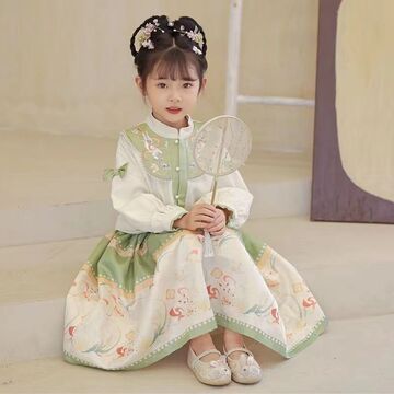 汉服女童春夏改良薄款明制云肩套装小女孩古装半身长裙-阿里巴巴