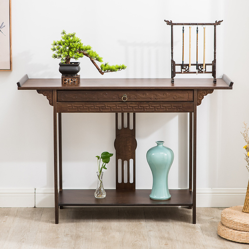 新中式玄关桌子玄关台实木禅意门厅玄关供桌客厅条案端景台玄关柜