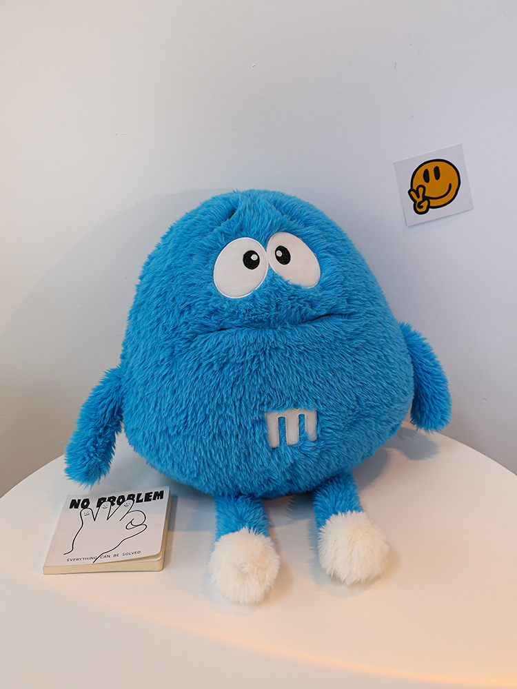 Cross-Border New Arrival Long Wool M Bean Doll Plush Toys Color Letter Chocolate Bean Pillow Children Doll Wholesale