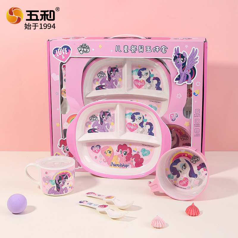 三丽鸥正版授权儿童餐具套装辅食碗食品级密胺卡通防烫套装餐具