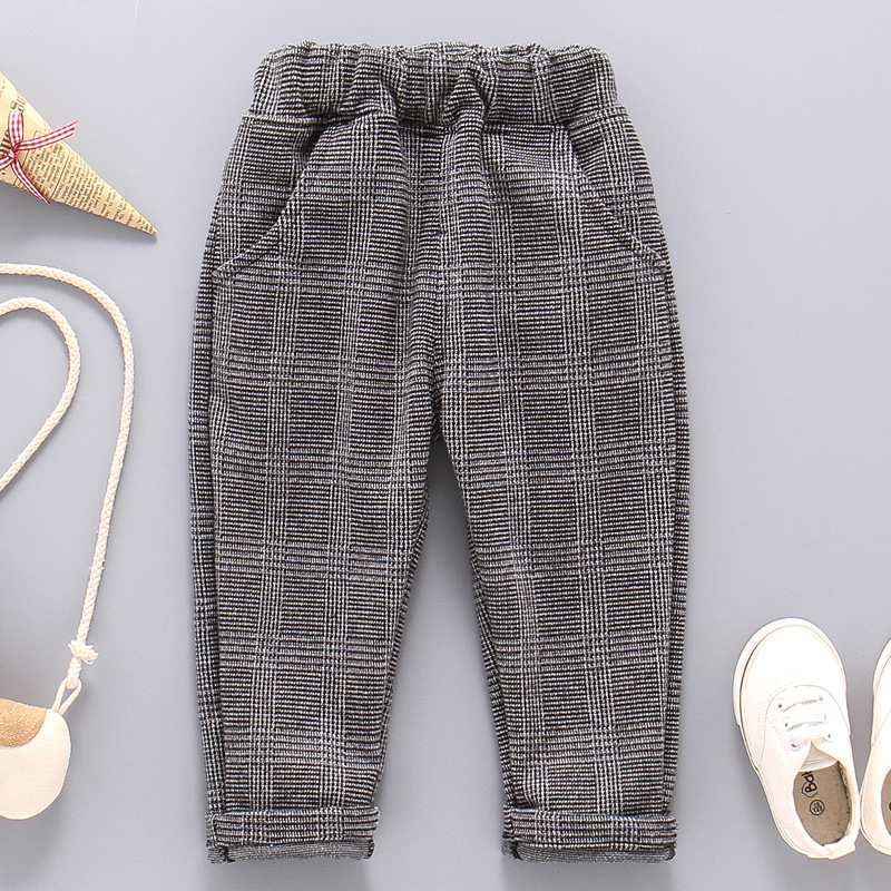 新品小男孩休闲格子裤儿童中小童幼儿园学生潮范裤子小朋友春秋休