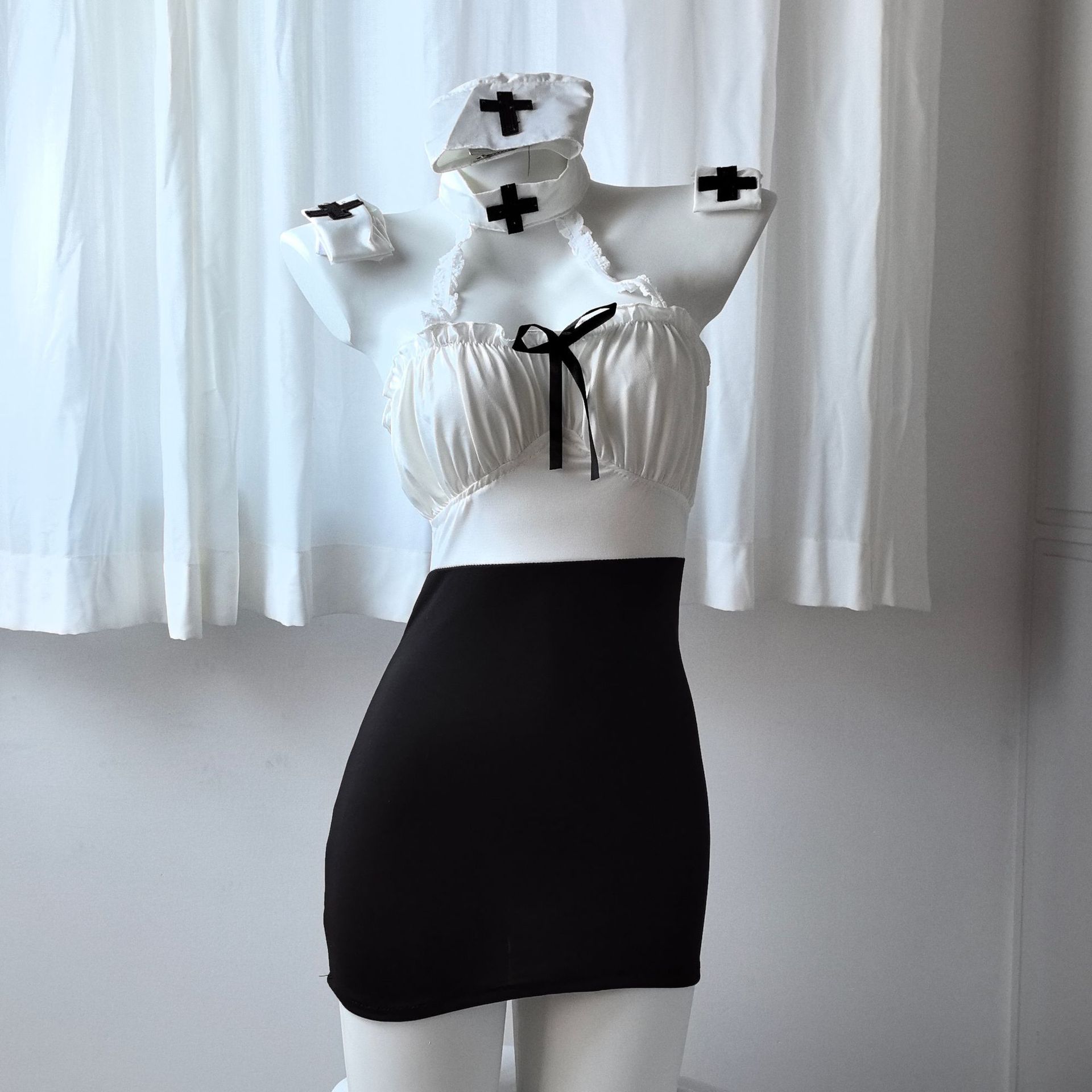 污力兔性感情趣内衣护士连衣裙蝴蝶结纯欲裙子紧身包臀制服诱惑骚