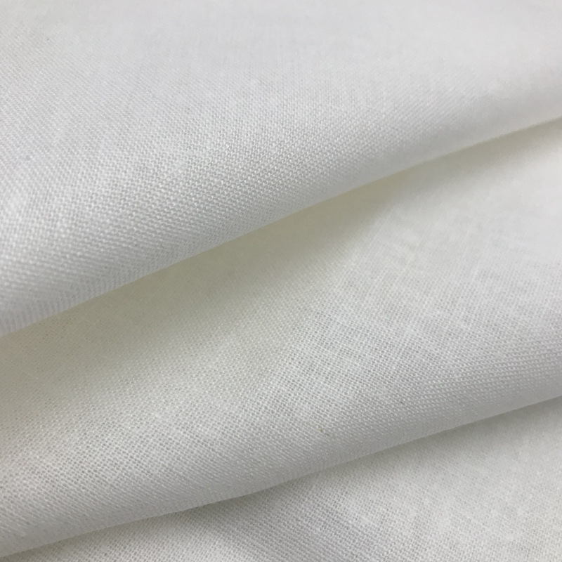 春夏棉麻混纺梭织本白服装面料棉麻衬衣套装布料